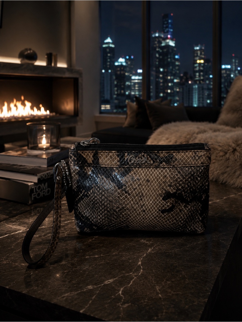 Coach Soho Python Embossed Wristlet